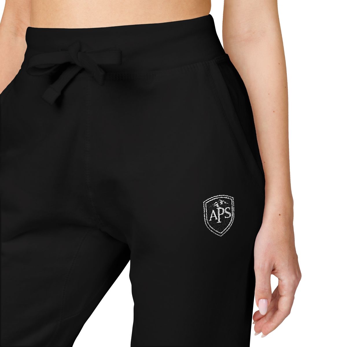 APS Embroidered Black Fleece Sweatpants