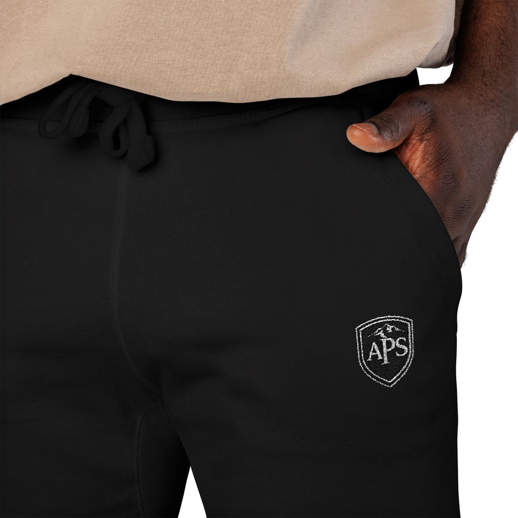 APS Embroidered Black Fleece Sweatpants